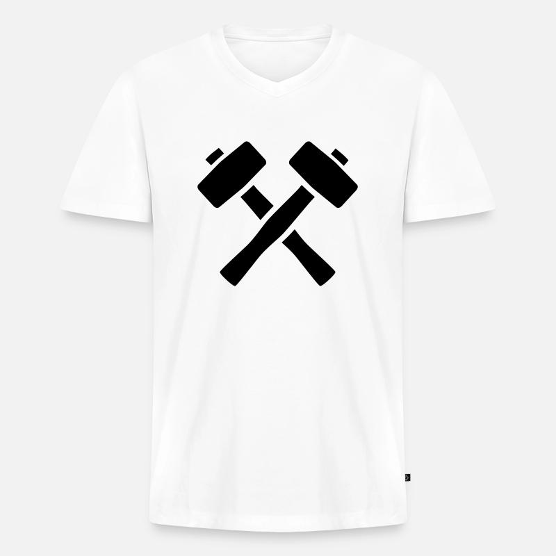 Hammer - Männer Premium Bio T-Shirt mit V-Ausschnitt - Weiß