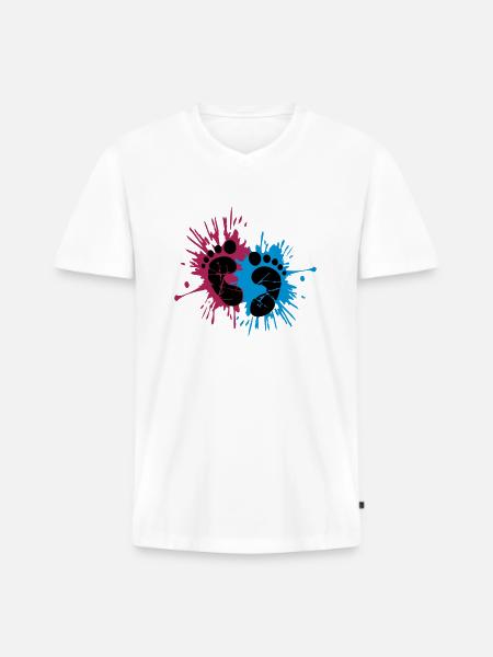 Ink baby feet - Men's Premium Organic T-shirt with V-neck - white