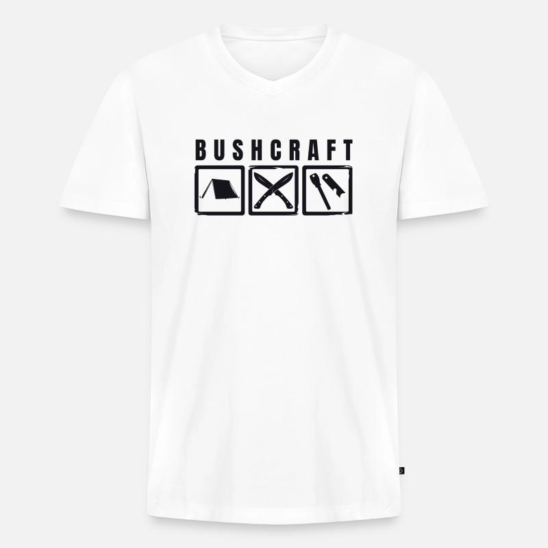 Bushcraft - Männer Premium Bio T-Shirt mit V-Ausschnitt - Weiß