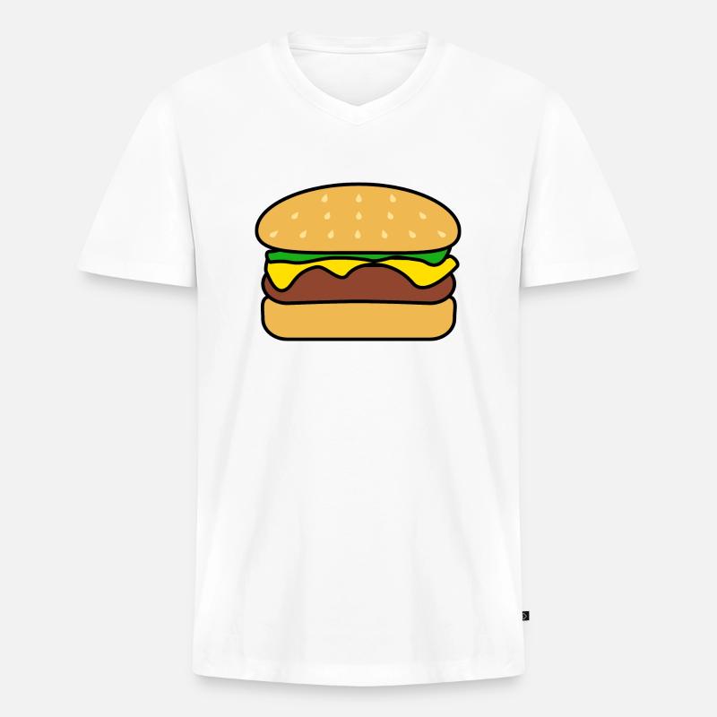 Burger - Männer Premium Bio T-Shirt mit V-Ausschnitt - Weiß