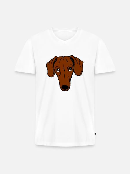 Dackel, kurzhaar - Männer Premium Bio T-Shirt mit V-Ausschnitt - Weiß
