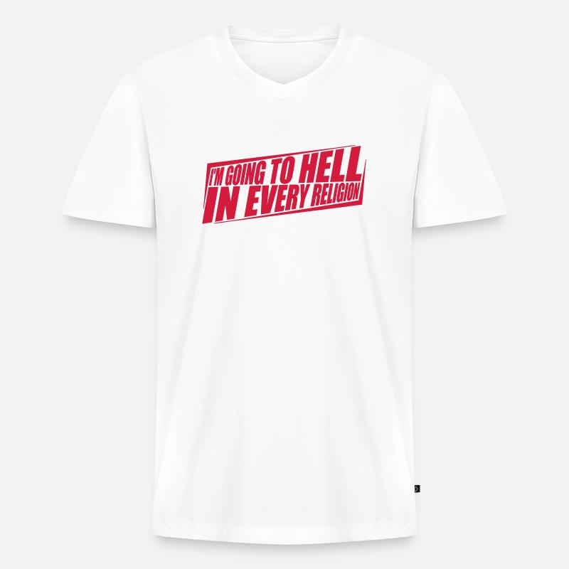 im going to hell - Männer Premium Bio T-Shirt mit V-Ausschnitt - Weiß