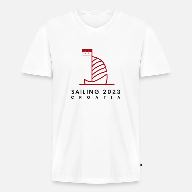 Sailing Croatia 2023 - Männer Premium Bio T-Shirt mit V-Ausschnitt - Weiß