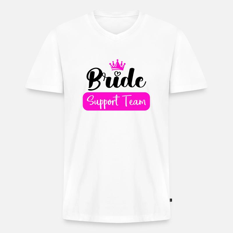 bride support team - Männer Premium Bio T-Shirt mit V-Ausschnitt - Weiß