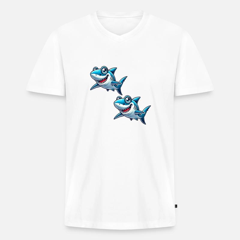 hai shark comic 2 - Männer Premium Bio T-Shirt mit V-Ausschnitt - Weiß
