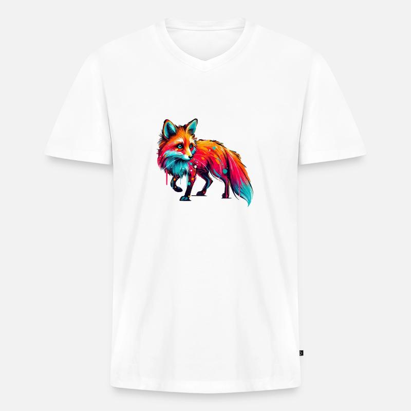 fuchs paint - Männer Premium Bio T-Shirt mit V-Ausschnitt - Weiß