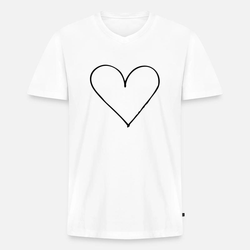 Herz - Männer Premium Bio T-Shirt mit V-Ausschnitt - Weiß