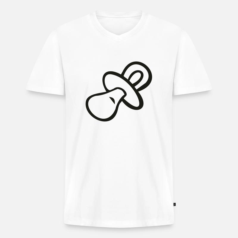 Schnuller - Männer Premium Bio T-Shirt mit V-Ausschnitt - Weiß