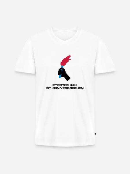 Pyrotechnik - Männer Premium Bio T-Shirt mit V-Ausschnitt - Weiß