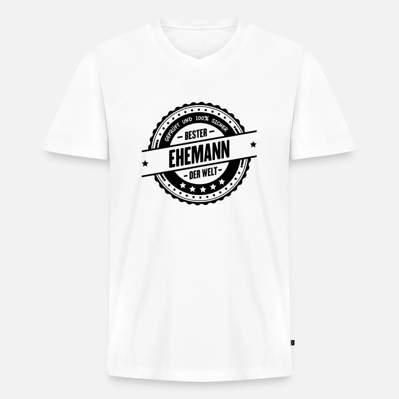 Bester Ehemann - Männer Premium Bio T-Shirt mit V-Ausschnitt - Weiß