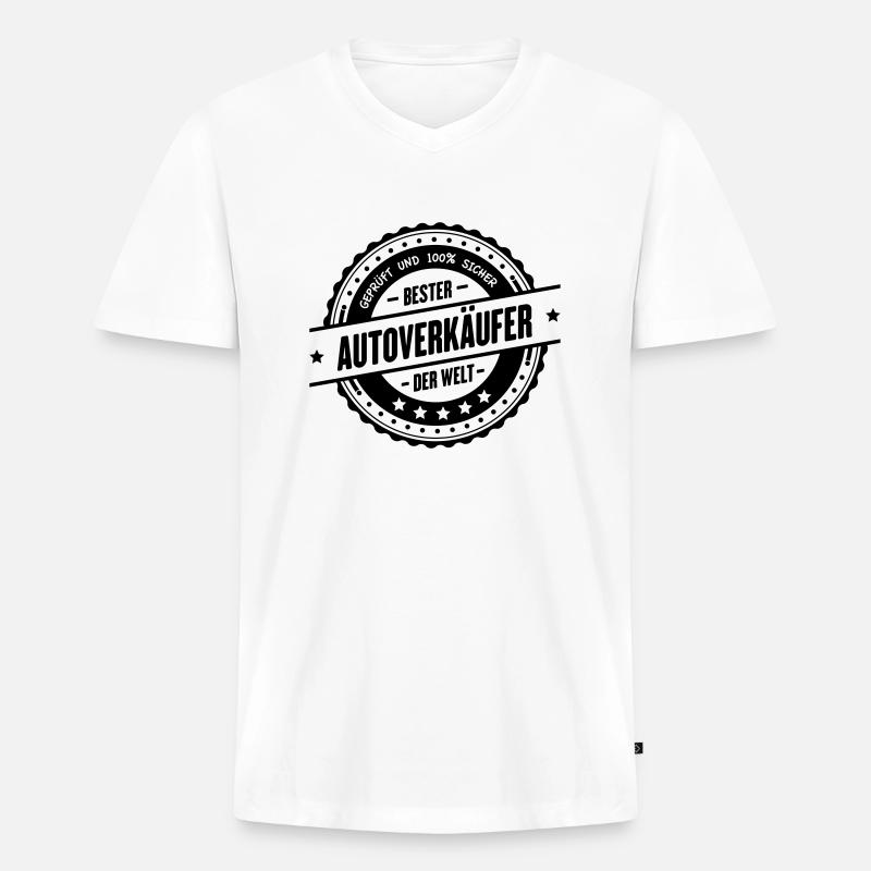 Bester Autoverkäufer - Männer Premium Bio T-Shirt mit V-Ausschnitt - Weiß