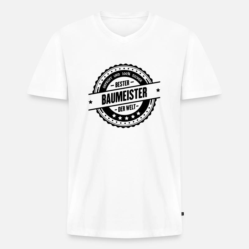 Bester Baumeister - Männer Premium Bio T-Shirt mit V-Ausschnitt - Weiß