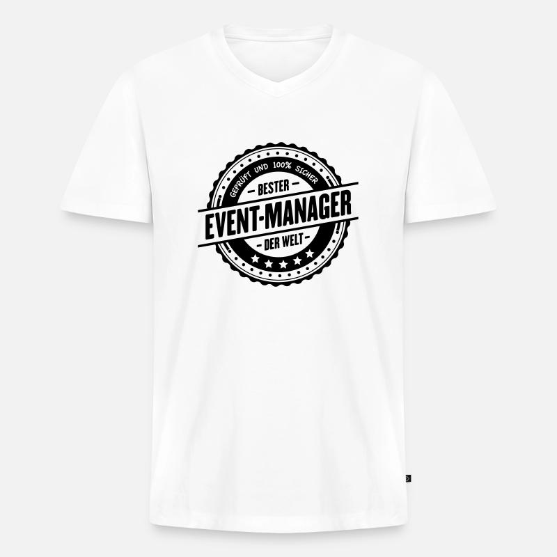 Bester Event-Manager - Männer Premium Bio T-Shirt mit V-Ausschnitt - Weiß