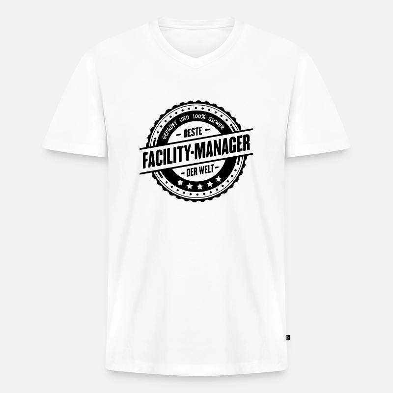 Bester Facility-Manager - Männer Premium Bio T-Shirt mit V-Ausschnitt - Weiß