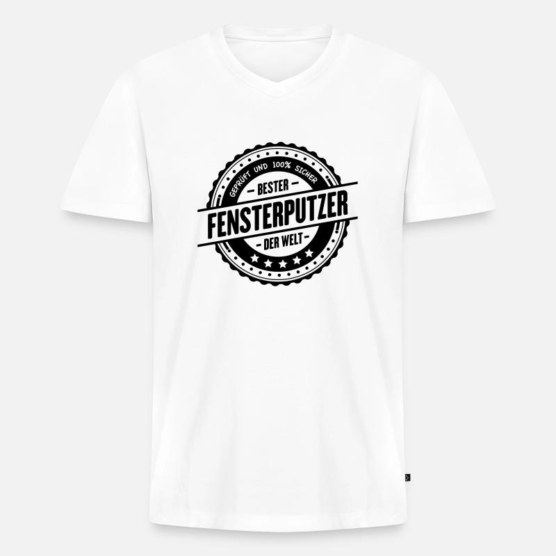 Bester Fensterputzer - Männer Premium Bio T-Shirt mit V-Ausschnitt - Weiß