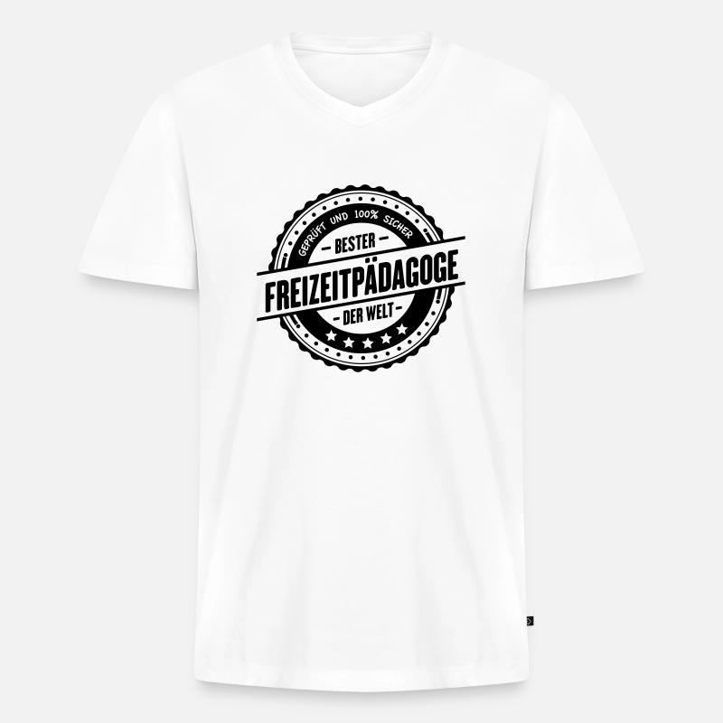 Bester Freizeitpädagoge - Männer Premium Bio T-Shirt mit V-Ausschnitt - Weiß