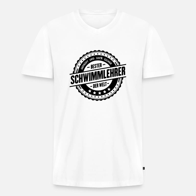 Bester Schwimmlehrer - Männer Premium Bio T-Shirt mit V-Ausschnitt - Weiß