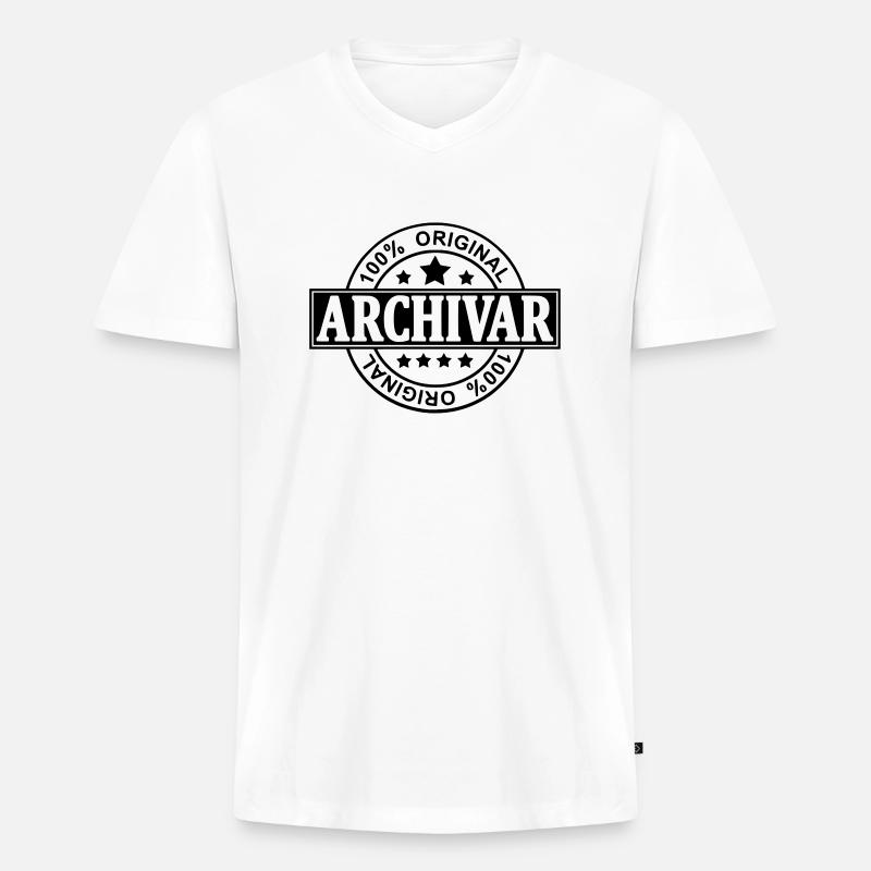 Archivar - Männer Premium Bio T-Shirt mit V-Ausschnitt - Weiß