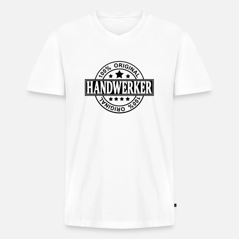 Handwerker - Männer Premium Bio T-Shirt mit V-Ausschnitt - Weiß