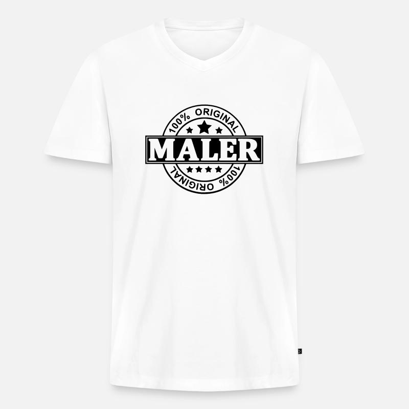 Maler - Männer Premium Bio T-Shirt mit V-Ausschnitt - Weiß