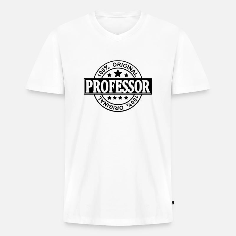 Professor - Männer Premium Bio T-Shirt mit V-Ausschnitt - Weiß