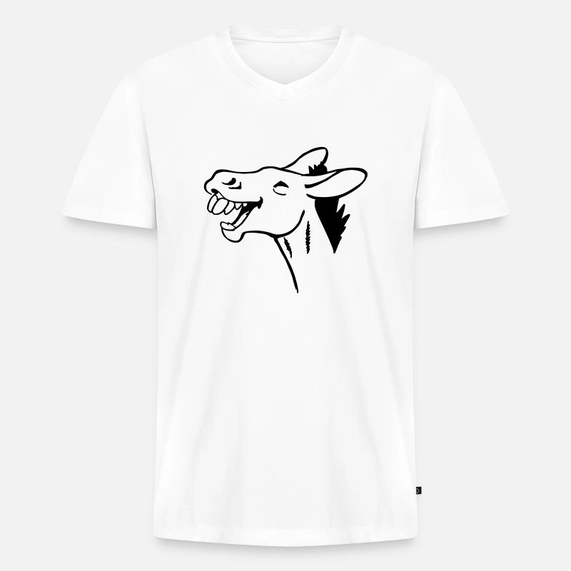 lachender Esel - Männer Premium Bio T-Shirt mit V-Ausschnitt - Weiß