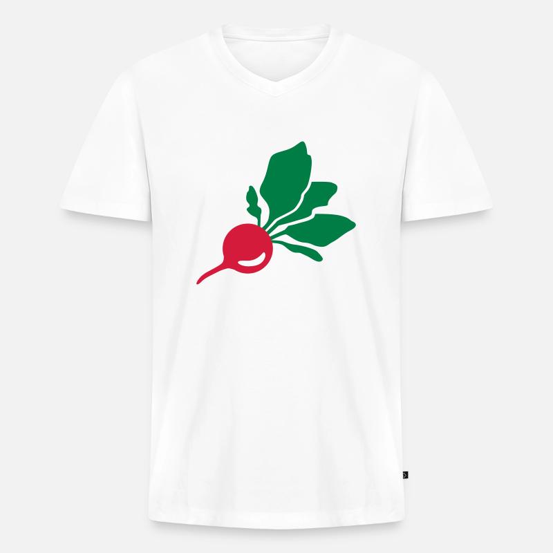 Radieschen - Männer Premium Bio T-Shirt mit V-Ausschnitt - Weiß
