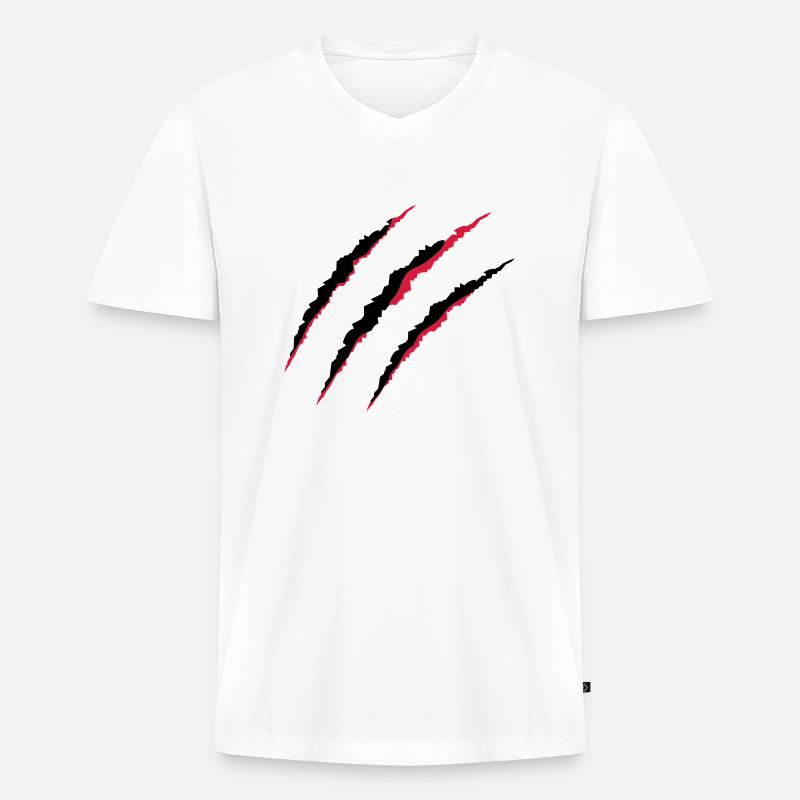 krallen_02 - Männer Premium Bio T-Shirt mit V-Ausschnitt - Weiß