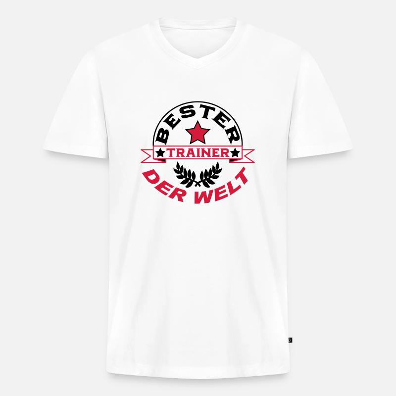 Bester trainer der welt - Männer Premium Bio T-Shirt mit V-Ausschnitt - Weiß