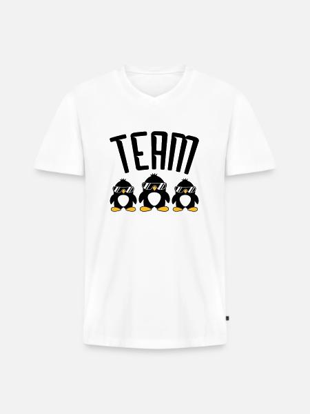 Logo Team Penguins - Men's Premium Organic T-shirt with V-neck - white