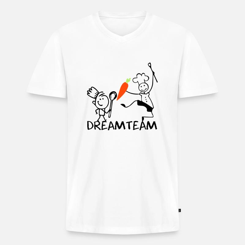 Dreamteam - Männer Premium Bio T-Shirt mit V-Ausschnitt - Weiß
