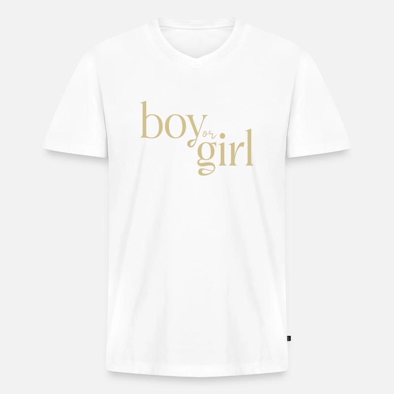 Junge oder Mädchen - Männer Premium Bio T-Shirt mit V-Ausschnitt - Weiß