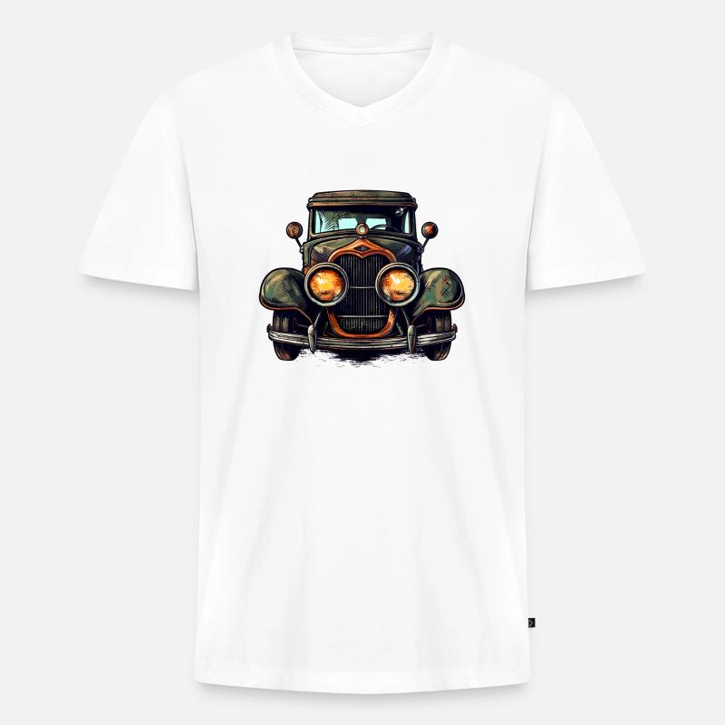 Oldtimer sind eine Augenweide - Männer Premium Bio T-Shirt mit V-Ausschnitt - Weiß
