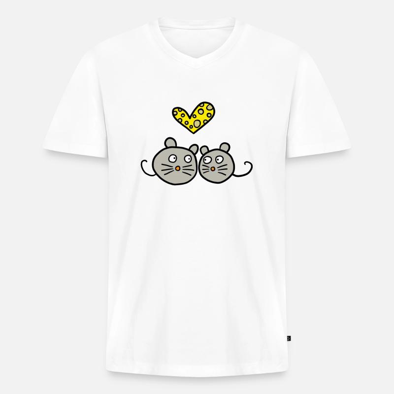 verleibte Mäuse - Männer Premium Bio T-Shirt mit V-Ausschnitt - Weiß