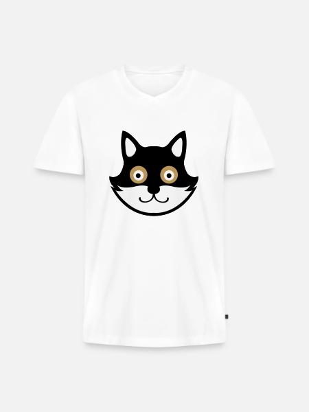 cat - Männer Premium Bio T-Shirt mit V-Ausschnitt - Weiß
