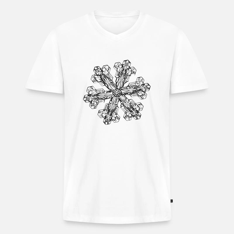 snowflake 3 black - Männer Premium Bio T-Shirt mit V-Ausschnitt - Weiß