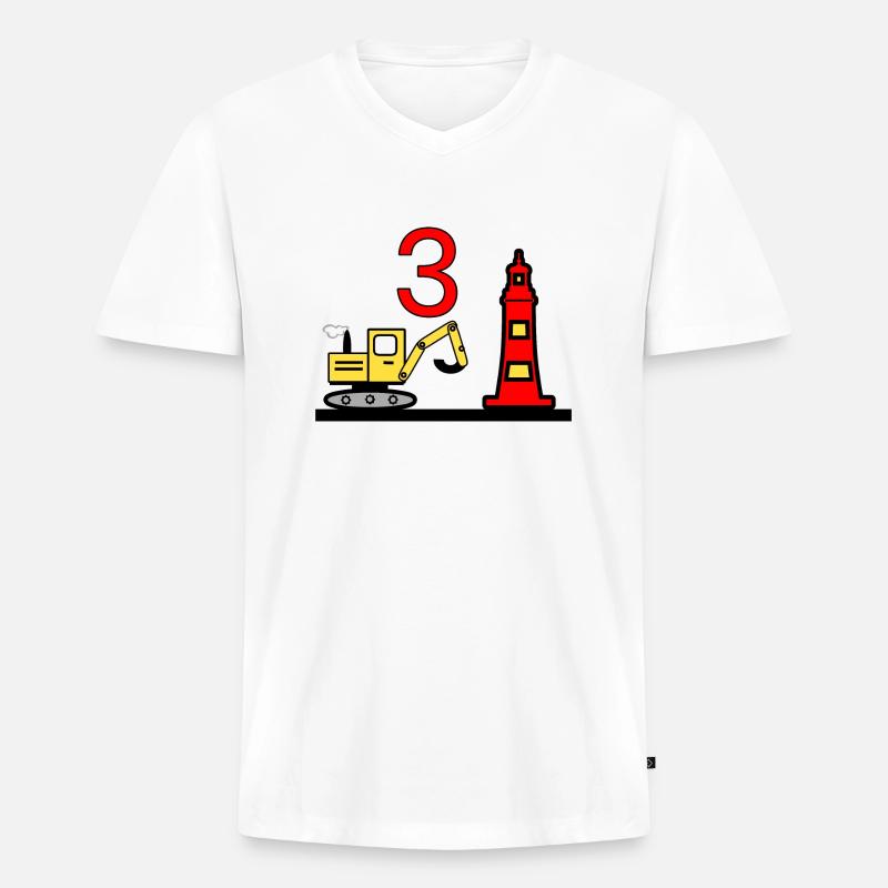 Bagger - Männer Premium Bio T-Shirt mit V-Ausschnitt - Weiß