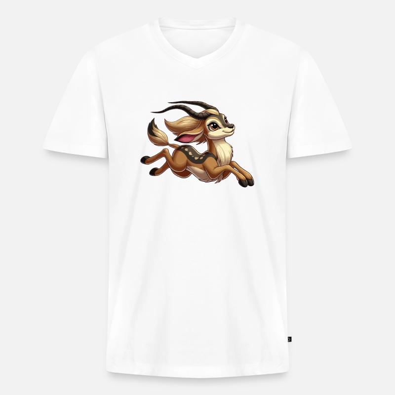 Antilopenmädchen rennt - Männer Premium Bio T-Shirt mit V-Ausschnitt - Weiß