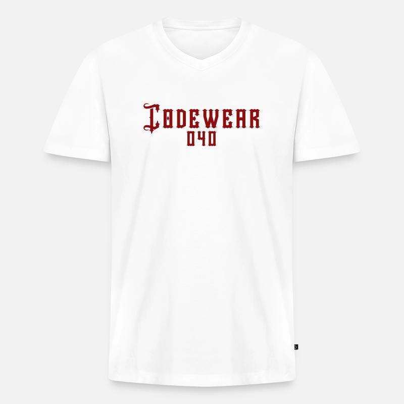 Codewear 040 Hamburg - Männer Premium Bio T-Shirt mit V-Ausschnitt - Weiß