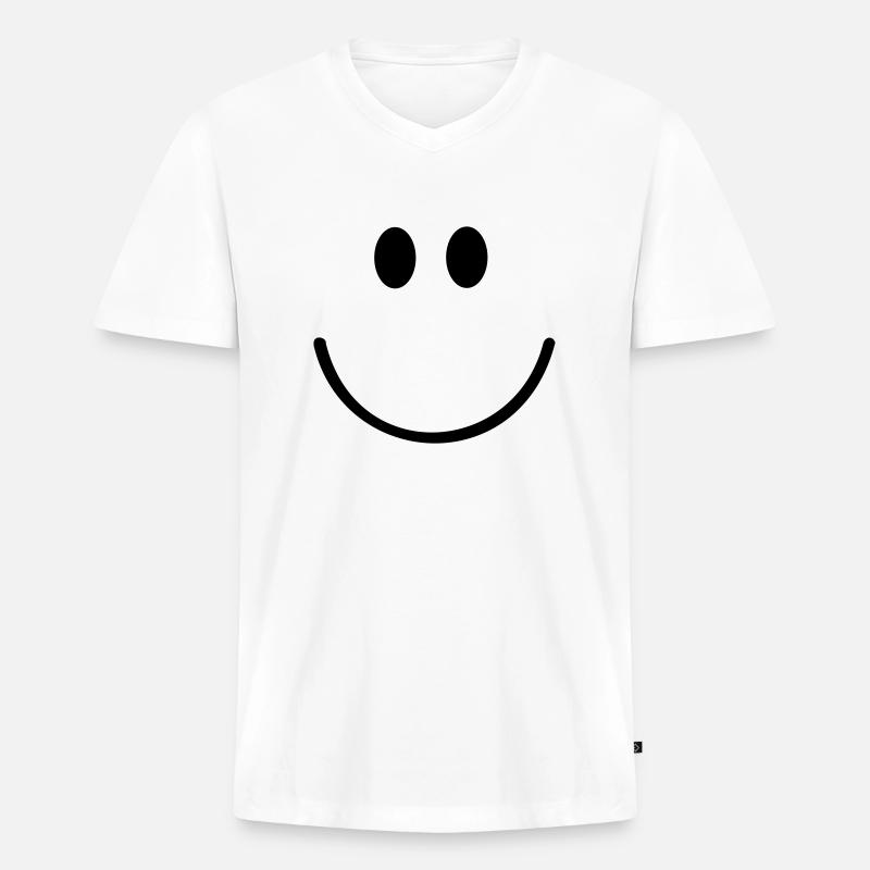Gesicht - Männer Premium Bio T-Shirt mit V-Ausschnitt - Weiß
