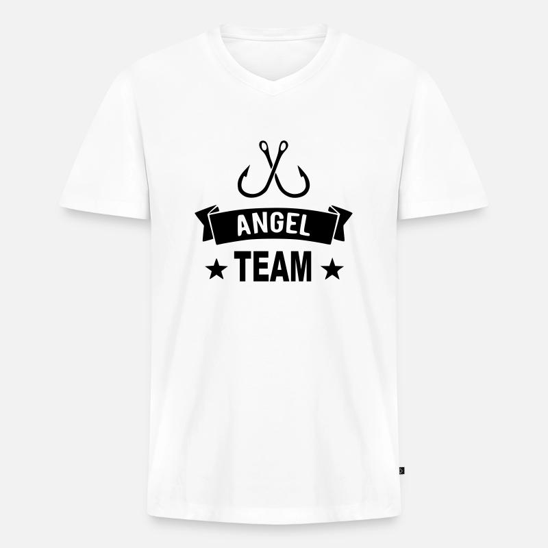 Angel Team - Männer Premium Bio T-Shirt mit V-Ausschnitt - Weiß