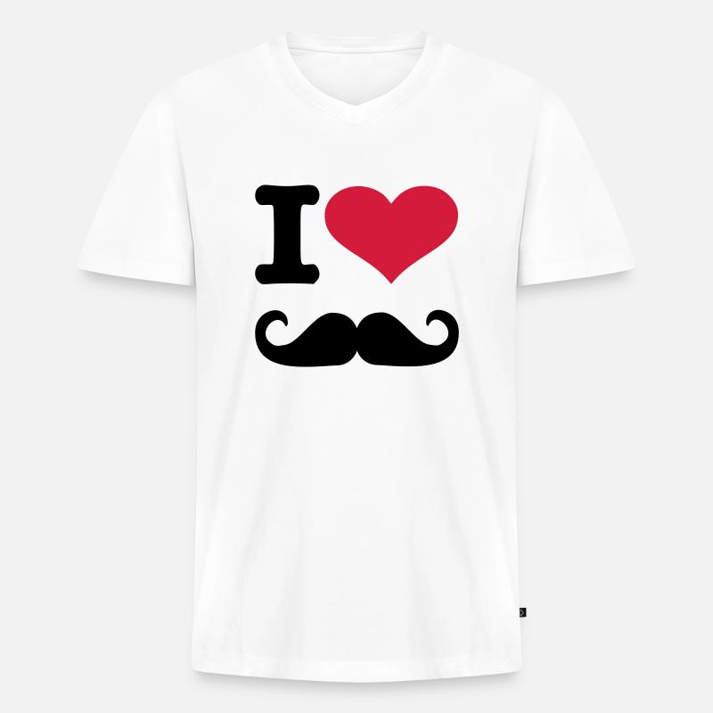 Bart - Männer Premium Bio T-Shirt mit V-Ausschnitt - Weiß