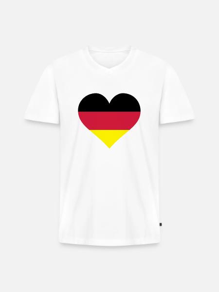 deutschland herz - Men's Premium Organic T-shirt with V-neck - white