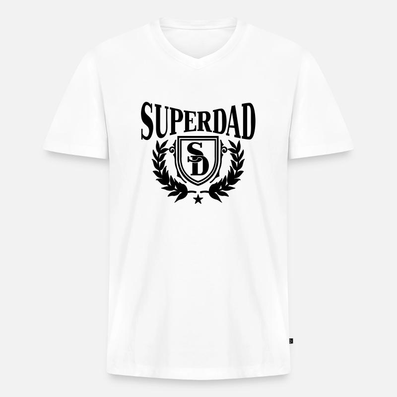 superdad - Männer Premium Bio T-Shirt mit V-Ausschnitt - Weiß