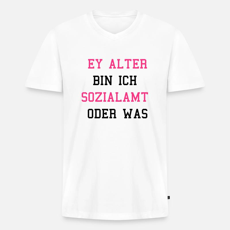 Sozialamt oder Was - Männer Premium Bio T-Shirt mit V-Ausschnitt - Weiß