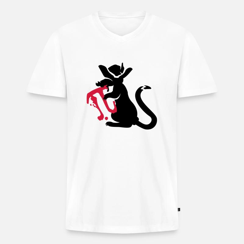 pi-rat / Pi-Ratte (e, 2c) - Männer Premium Bio T-Shirt mit V-Ausschnitt - Weiß