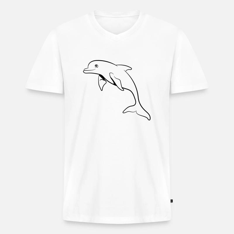 delfin süss springen - Männer Premium Bio T-Shirt mit V-Ausschnitt - Weiß