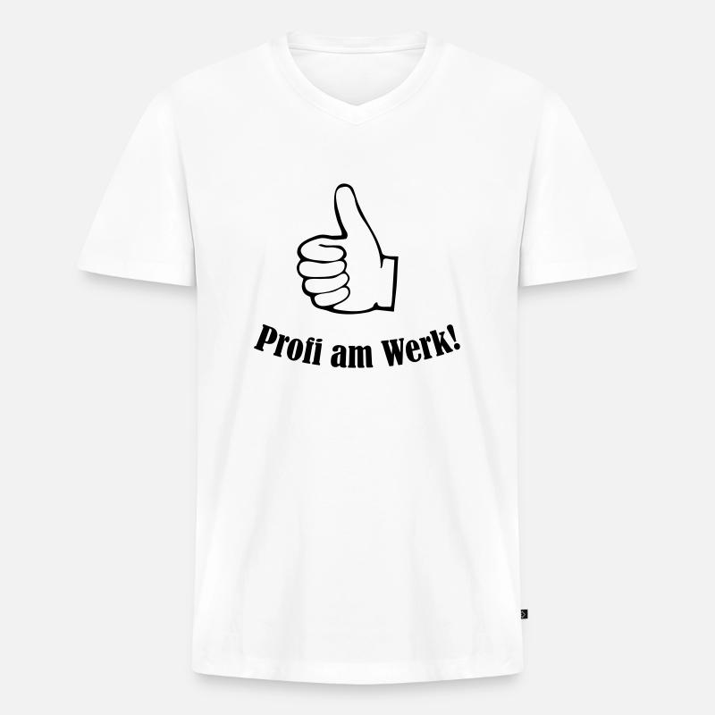 profi_am_werk_01 - Männer Premium Bio T-Shirt mit V-Ausschnitt - Weiß