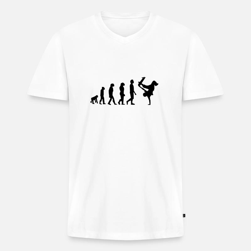 Skate Evolution - Männer Premium Bio T-Shirt mit V-Ausschnitt - Weiß