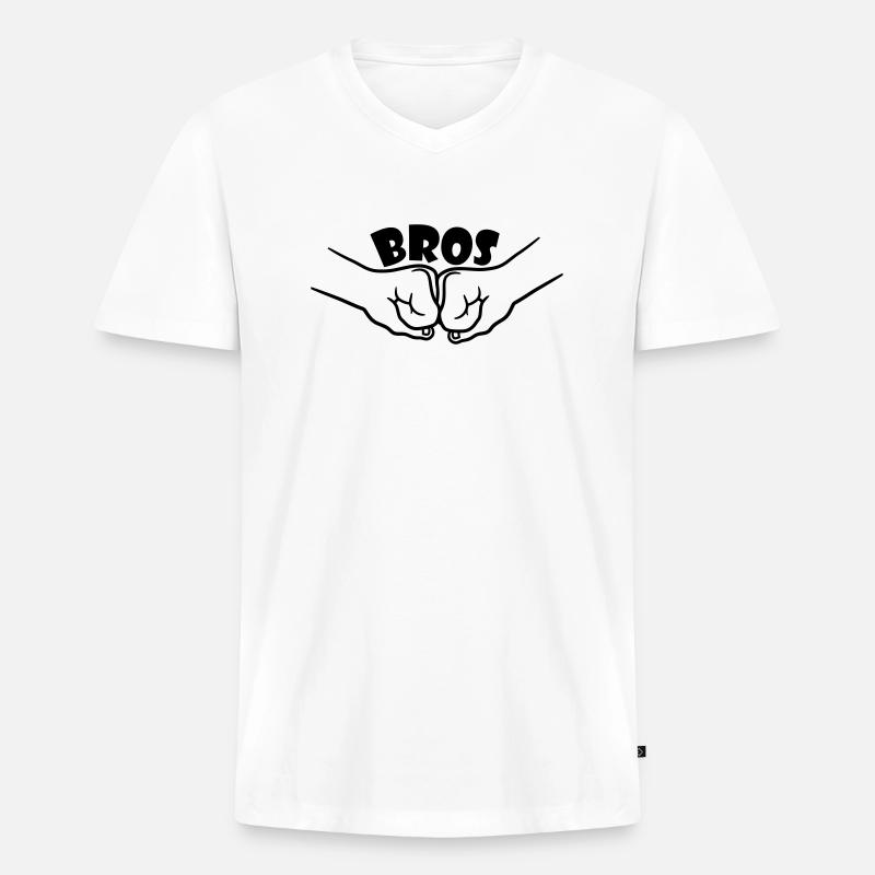2 Bros Team - Männer Premium Bio T-Shirt mit V-Ausschnitt - Weiß
